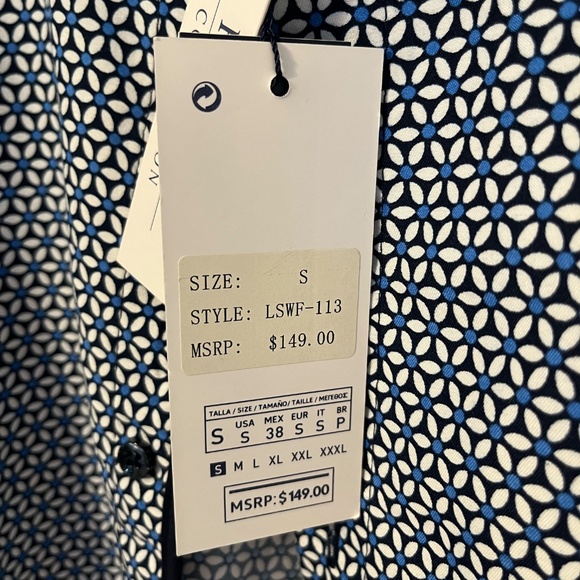 Blue Stone Collection Button Front Shirt Blue Floral Modern Fit NWT MSRP $149 SM - Picture 6 of 12